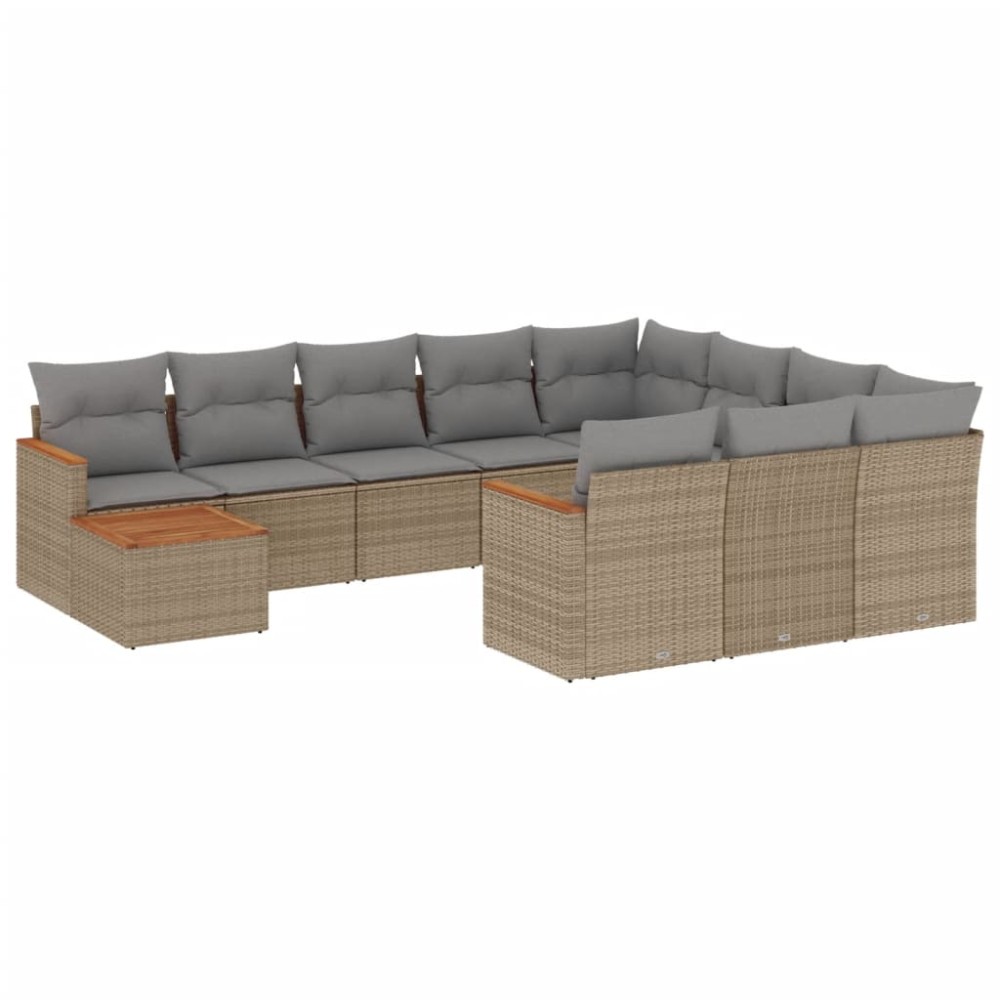 vidaXL Set canapele de grădină cu perne, 11 piese, bej, poliratan