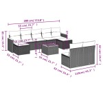 vidaXL Set canapele de grădină cu perne, 10 piese, negru, poliratan