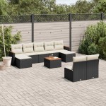 vidaXL Set canapele de grădină cu perne, 10 piese, negru, poliratan vidaXL Set canapele de grădină cu perne, 10 piese, negru, poliratan