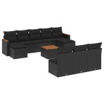 vidaXL Set canapele de grădină cu perne, 11 piese, negru, poliratan vidaXL Set canapele de grădină cu perne, 11 piese, negru, poliratan