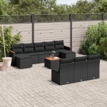 vidaXL Set canapele de grădină cu perne, 11 piese, negru, poliratan vidaXL Set canapele de grădină cu perne, 11 piese, negru, poliratan