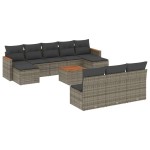 vidaXL Set canapele de grădină cu perne, 11 piese, gri, poliratan vidaXL Set canapele de grădină cu perne, 11 piese, gri, poliratan