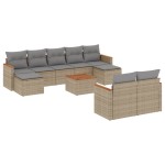 vidaXL Set canapele de grădină cu perne, 10 piese, bej, poliratan