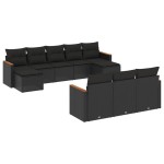 vidaXL Set canapele de grădină cu perne, 10 piese, negru, poliratan