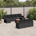vidaXL Set canapele de grădină cu perne, 11 piese, negru, poliratan vidaXL Set canapele de grădină cu perne, 11 piese, negru, poliratan
