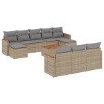 vidaXL Set canapele de grădină cu perne, 11 piese, bej, poliratan