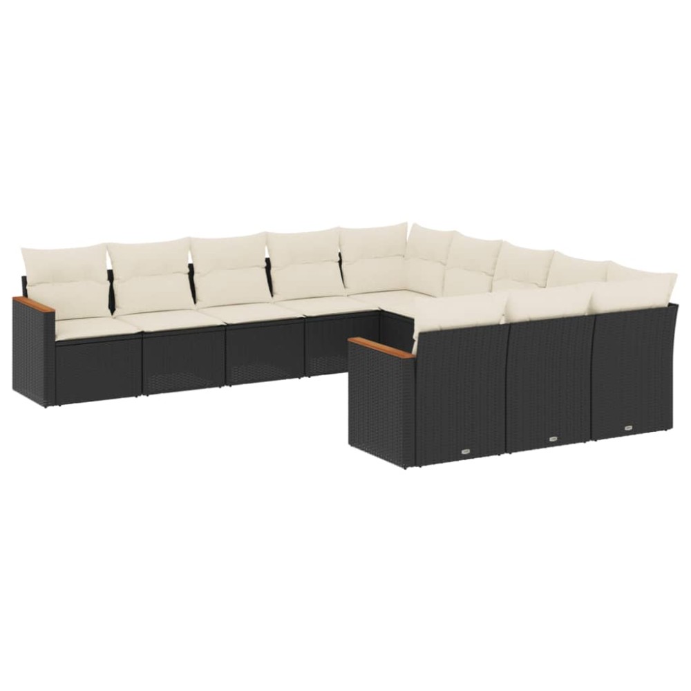 vidaXL Set canapele de grădină cu perne, 11 piese, negru, poliratan