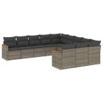 vidaXL Set canapele de grădină cu perne, 11 piese, gri, poliratan vidaXL Set canapele de grădină cu perne, 11 piese, gri, poliratan