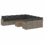 vidaXL Set canapea de grădină cu perne, 12 piese, gri, poliratan vidaXL Set canapea de grădină cu perne, 12 piese, gri, poliratan