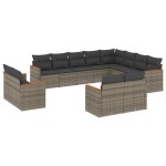 vidaXL Set canapea de grădină cu perne, 12 piese, gri, poliratan vidaXL Set canapea de grădină cu perne, 12 piese, gri, poliratan