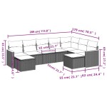vidaXL Set mobilier de grădină cu perne, 9 piese, negru, poliratan