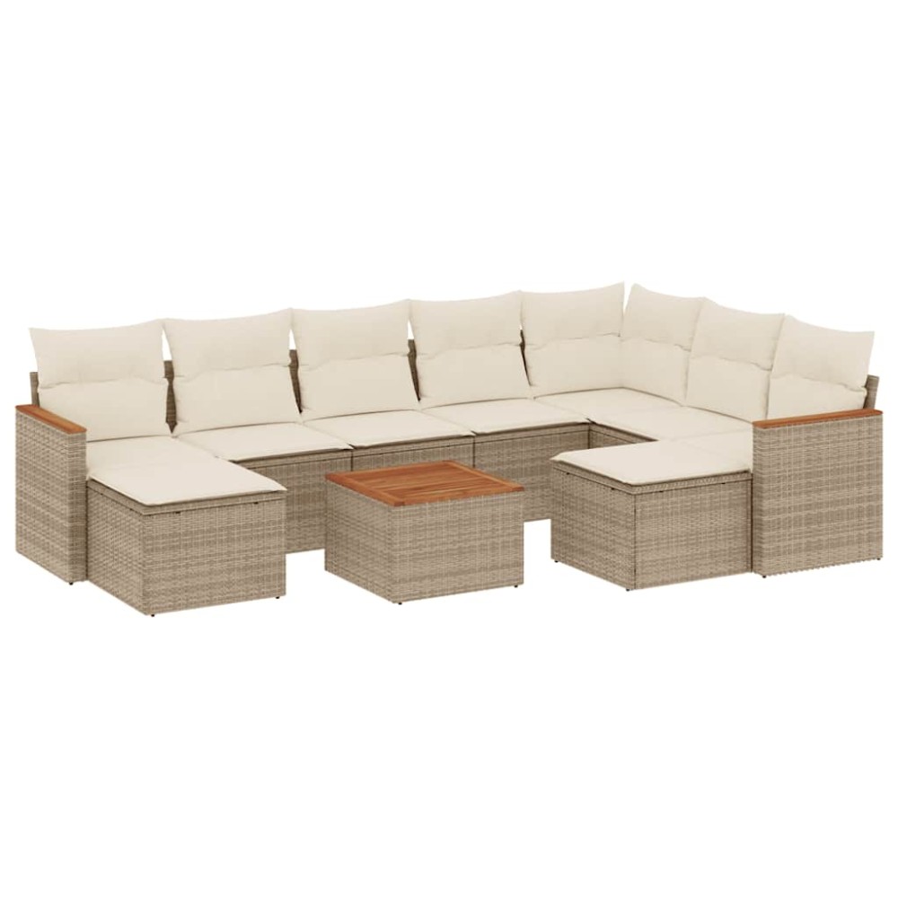 vidaXL Set canapele de grădină cu perne, 10 piese, bej, poliratan