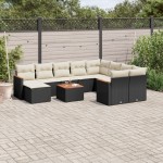 vidaXL Set canapele de grădină cu perne, 11 piese, negru, poliratan vidaXL Set canapele de grădină cu perne, 11 piese, negru, poliratan