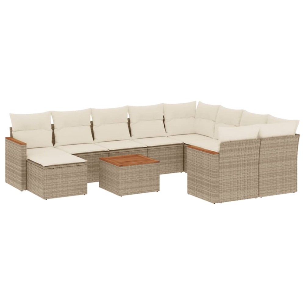 vidaXL Set canapele de grădină cu perne, 11 piese, bej, poliratan