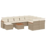 vidaXL Set canapele de grădină cu perne, 11 piese, bej, poliratan