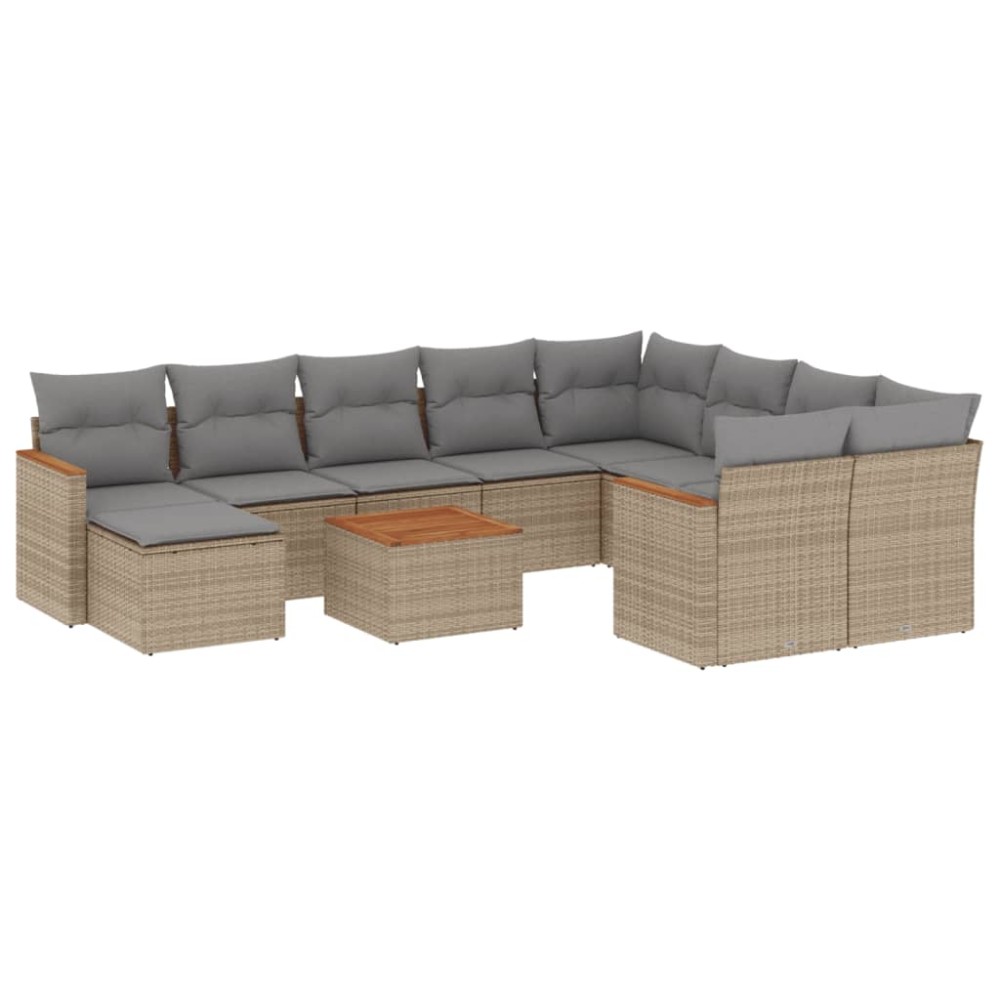 vidaXL Set canapele de grădină cu perne, 11 piese, bej, poliratan