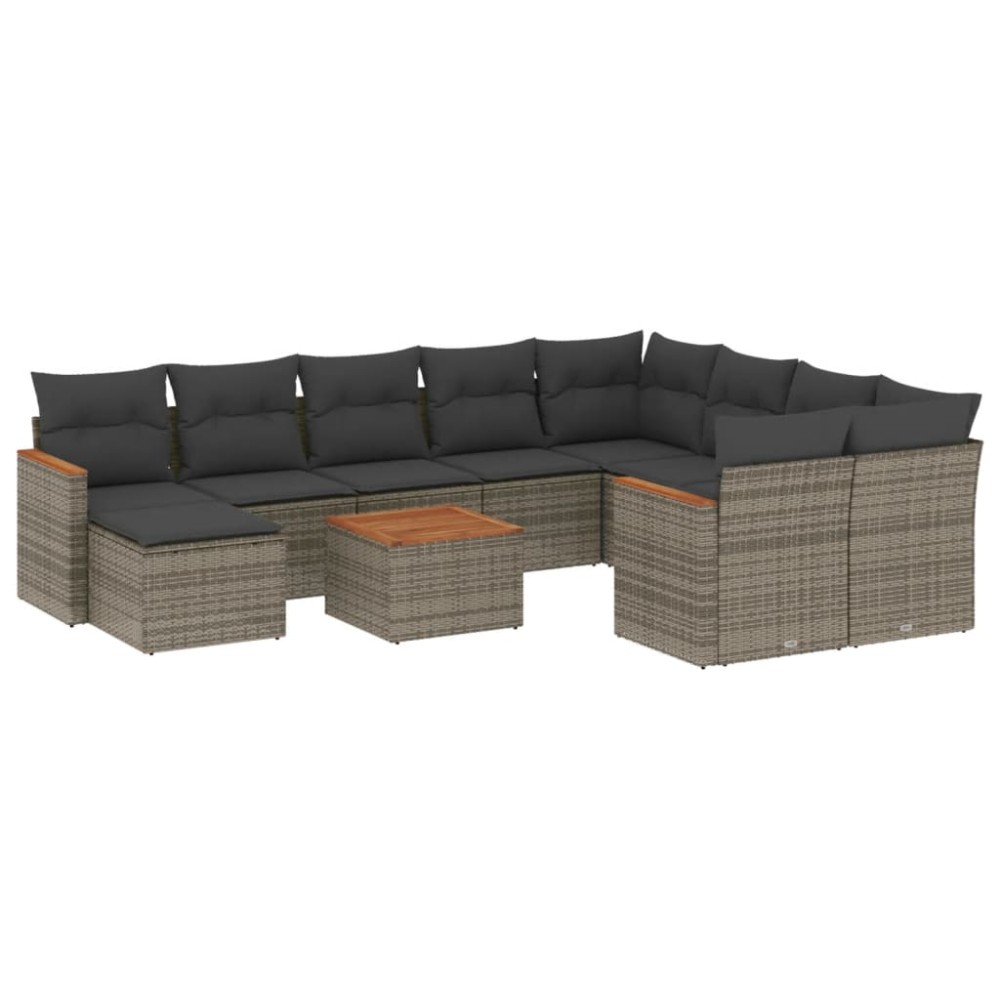 vidaXL Set canapele de grădină cu perne, 11 piese, gri, poliratan