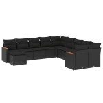 vidaXL Set canapele de grădină cu perne, 11 piese, negru, poliratan