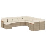 vidaXL Set canapele de grădină cu perne, 11 piese, bej, poliratan