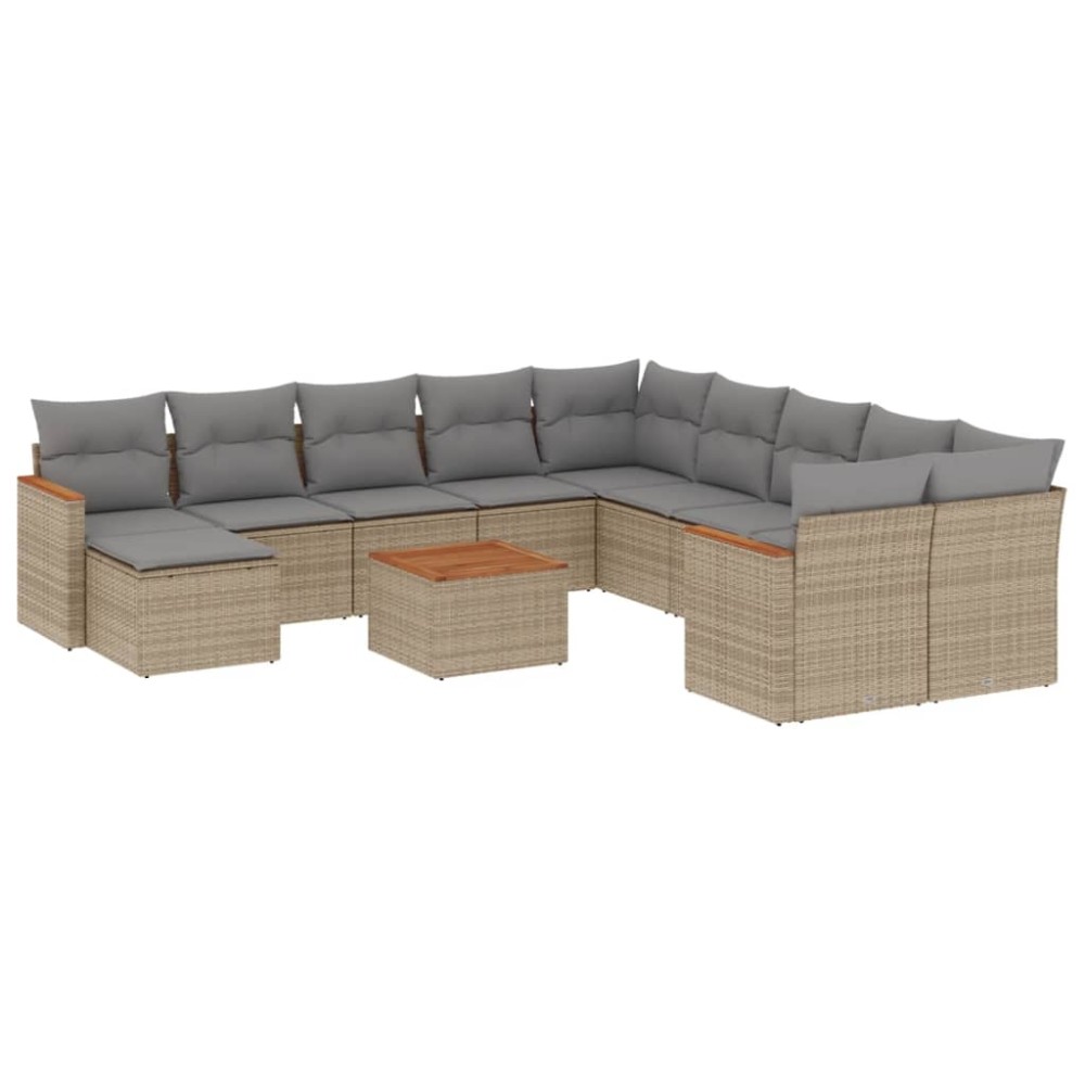 vidaXL Set canapele de grădină cu perne, 12 piese, bej, poliratan