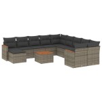 vidaXL Set canapea de grădină cu perne, 12 piese, gri, poliratan vidaXL Set canapea de grădină cu perne, 12 piese, gri, poliratan