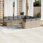 vidaXL Set canapele de grădină cu perne, 12 piese, bej, poliratan vidaXL Set canapele de grădină cu perne, 12 piese, bej, poliratan
