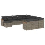 vidaXL Set canapea de grădină cu perne, 12 piese, gri, poliratan vidaXL Set canapea de grădină cu perne, 12 piese, gri, poliratan