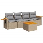 vidaXL Set canapele de grădină cu perne, 5 piese, bej, poliratan
