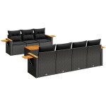 vidaXL Set mobilier de grădină cu perne, 8 piese, negru, poliratan