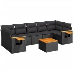 vidaXL Set mobilier de grădină cu perne, 8 piese, negru, poliratan