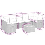 vidaXL Set mobilier de grădină cu perne, 8 piese, negru, poliratan