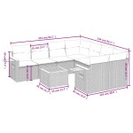 vidaXL Set mobilier de grădină cu perne, 9 piese, negru, poliratan