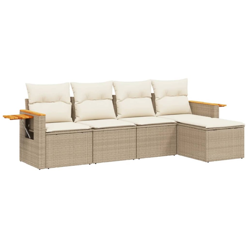 vidaXL Set canapele de grădină cu perne, 5 piese, bej, poliratan