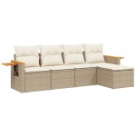 vidaXL Set canapele de grădină cu perne, 5 piese, bej, poliratan vidaXL Set canapele de grădină cu perne, 5 piese, bej, poliratan