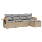 vidaXL Set canapele de grădină cu perne, 5 piese, bej, poliratan
