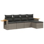 vidaXL Set canapea de grădină cu perne, 5 piese, gri, poliratan vidaXL Set canapea de grădină cu perne, 5 piese, gri, poliratan