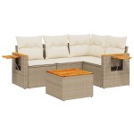 vidaXL Set canapele de grădină cu perne, 5 piese, bej, poliratan