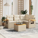 vidaXL Set canapele de grădină cu perne, 5 piese, bej, poliratan