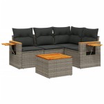 vidaXL Set canapea de grădină cu perne, 5 piese, gri, poliratan vidaXL Set canapea de grădină cu perne, 5 piese, gri, poliratan