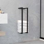 vidaXL Suport de prosoape, negru, 12,5 x 12,5 x 60 cm, fier vidaXL Suport de prosoape, negru, 12,5 x 12,5 x 60 cm, fier