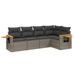 vidaXL Set canapea de grădină cu perne, 5 piese, gri, poliratan vidaXL Set canapea de grădină cu perne, 5 piese, gri, poliratan