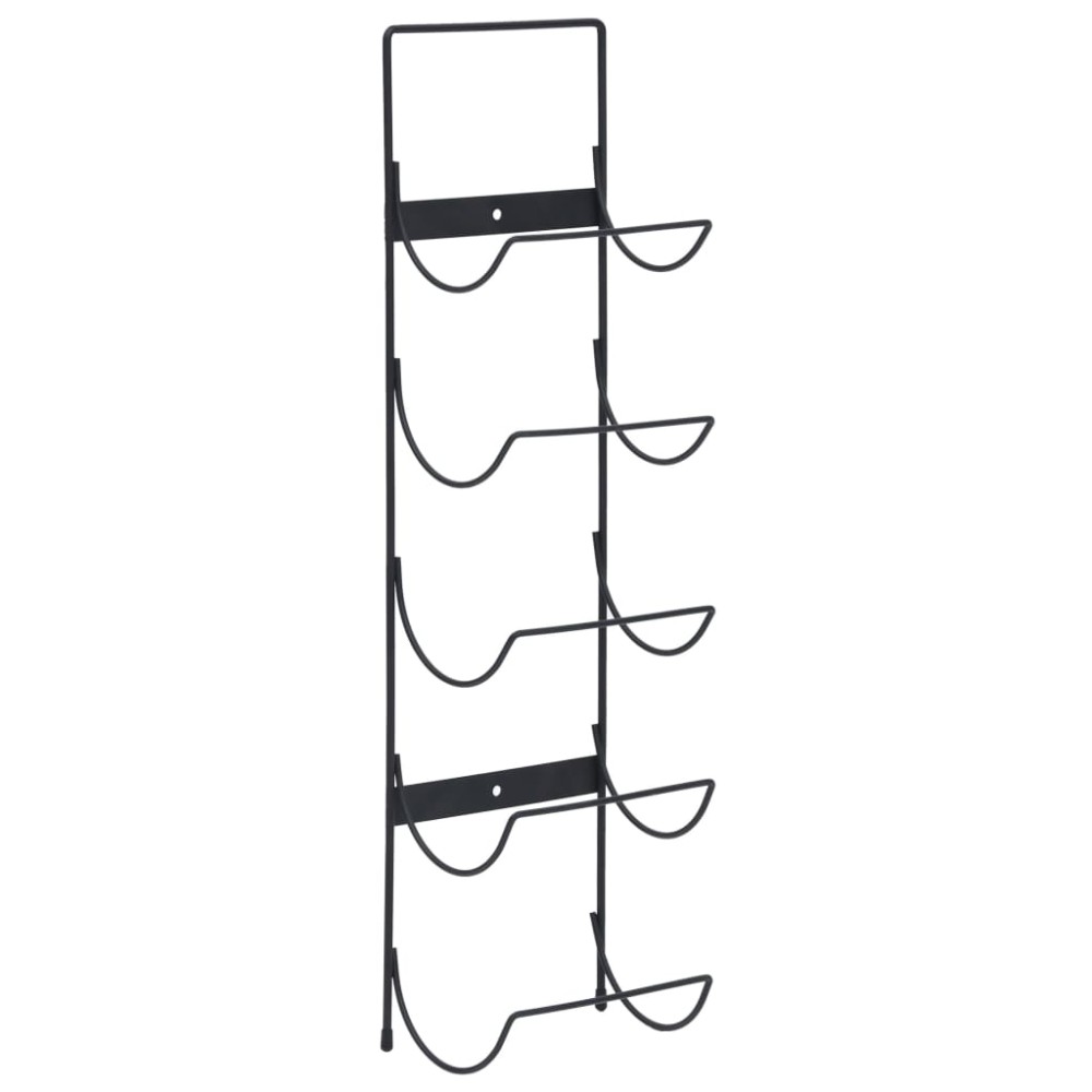 vidaXL Suport sticle de vin montat pe perete, 5 sticle, negru, fier