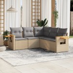 vidaXL Set canapele de grădină cu perne, 5 piese, bej, poliratan vidaXL Set canapele de grădină cu perne, 5 piese, bej, poliratan