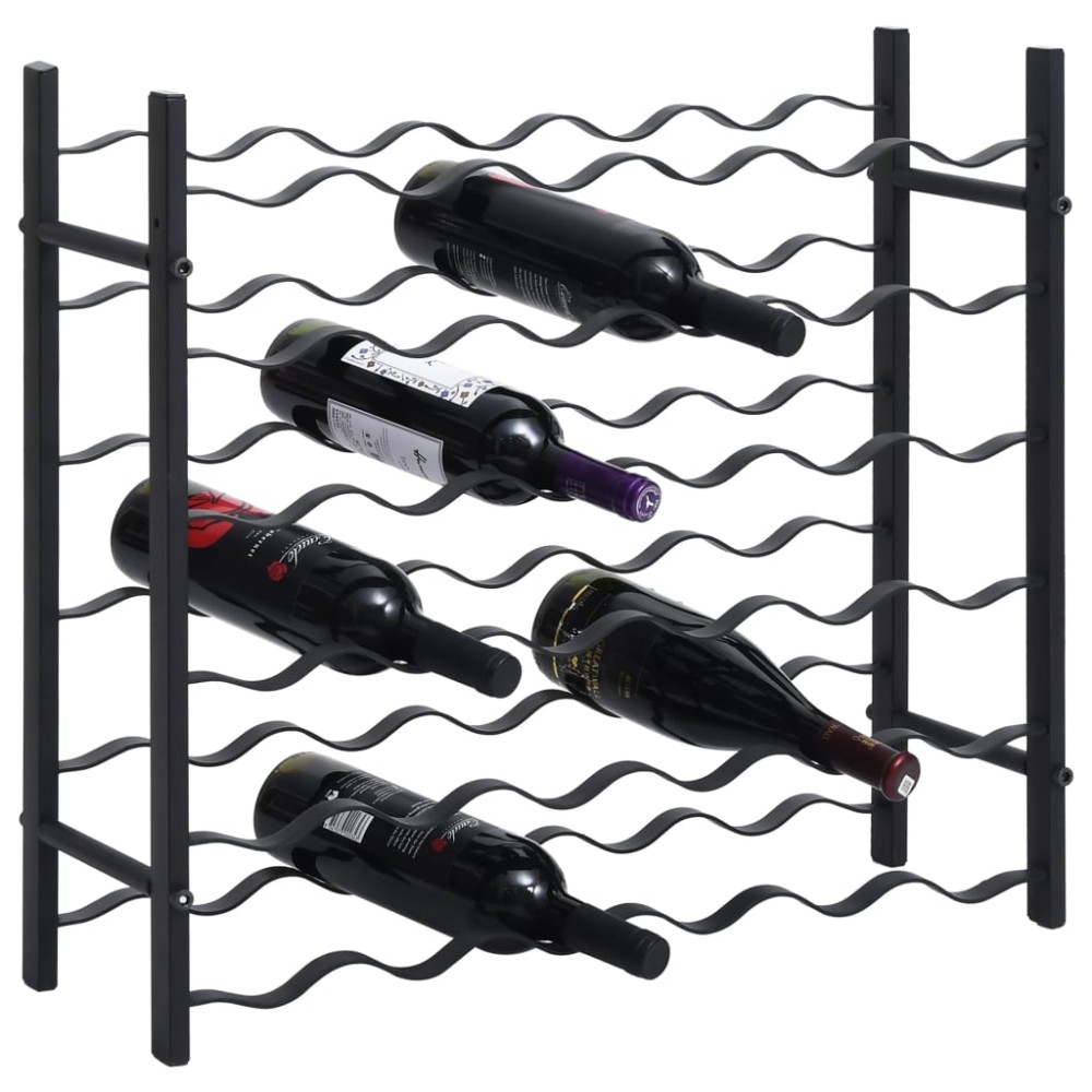 vidaXL Suport sticle de vin pentru 36 de sticle, negru, fier