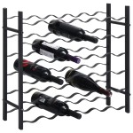 vidaXL Suport sticle de vin pentru 36 de sticle, negru, fier vidaXL Suport sticle de vin pentru 36 de sticle, negru, fier