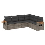 vidaXL Set mobilier grădină cu perne, 6 piese, gri, poliratan