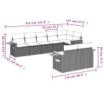 vidaXL Set mobilier de grădină cu perne, 8 piese, negru, poliratan