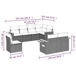 vidaXL Set mobilier de grădină cu perne, 8 piese, negru, poliratan