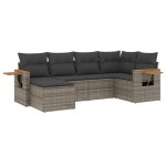 vidaXL Set mobilier grădină cu perne, 6 piese, gri, poliratan vidaXL Set mobilier grădină cu perne, 6 piese, gri, poliratan