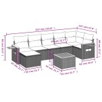 vidaXL Set mobilier de grădină cu perne, 8 piese, negru, poliratan